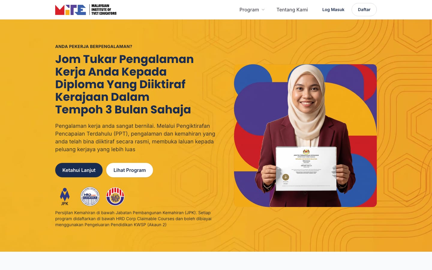 MITE home page: turn work experience into a recognised diploma in three months