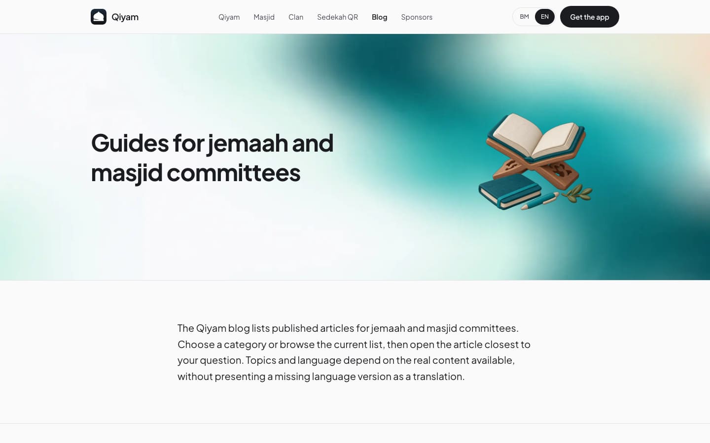 Qiyam website articles page